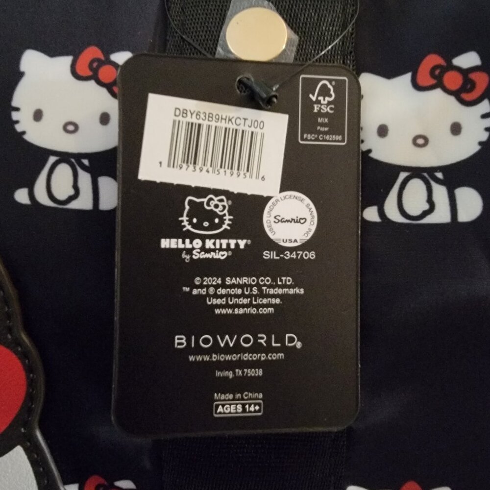 Hello Kitty Duffle Bag Sanrio Navy Weekender Travel Gym Overnight Bag New - Picture 6 of 10